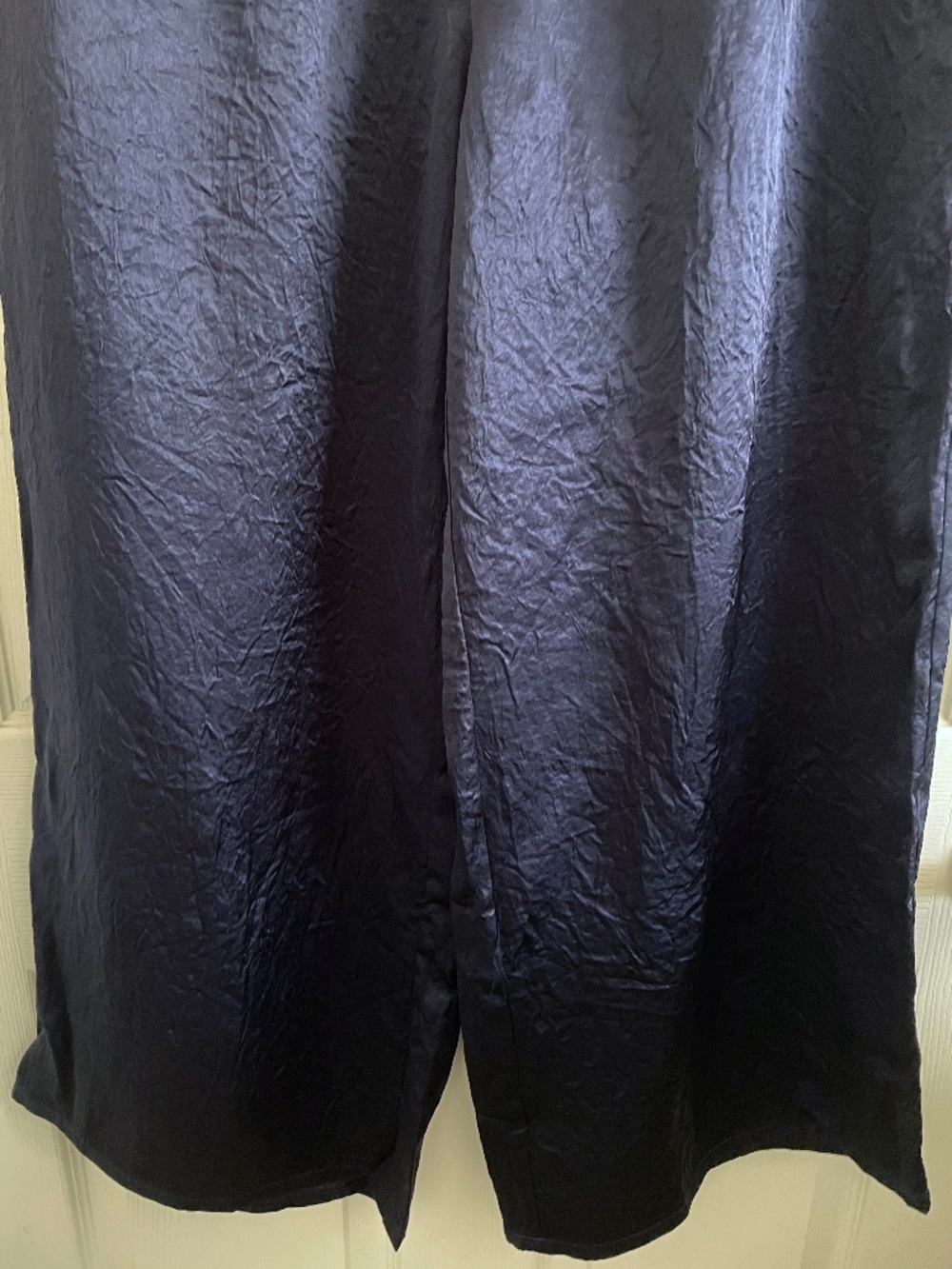 Eileen Fisher Navy Wide-Leg Silk-Blend Pants - Picture 7 of 11